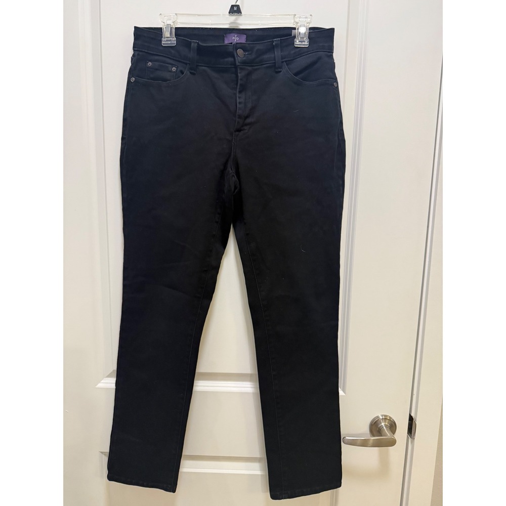 NYDJ Black Straight Leg Jeans Womens Size 8 Mid Rise Solid Classic Denim
